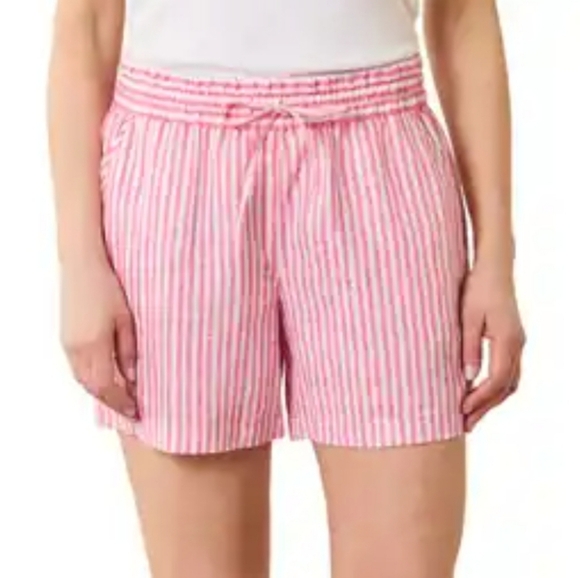 Tommy Bahama Ocean Surf High Rise Linen Easy Shorts Soft Flamingo Red Stripe XL - Picture 1 of 8